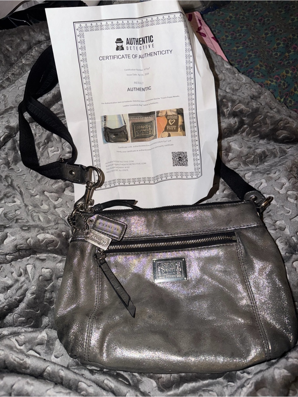 Coach Poppy Hippie Metallic Silver Leather crossbody bag Y2K poppy - Picture 4 of 13